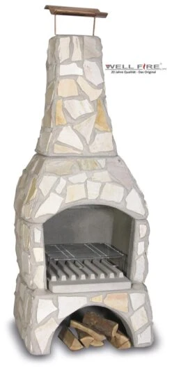 Grillkamin Wellfire LANDAU Gelb Quarzit Mit Natursteinverkleidung
