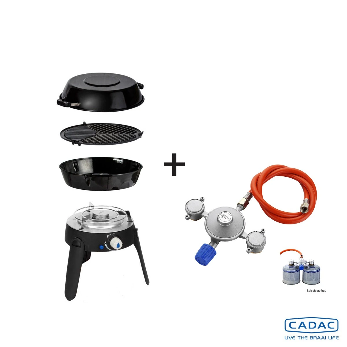 CADAC SAFARI CHEF 30 LITE LP DUAL GAS - 30mBar - Topfständer, Grillrost, Pfanne/Deckel, Power KIT – Bild 3