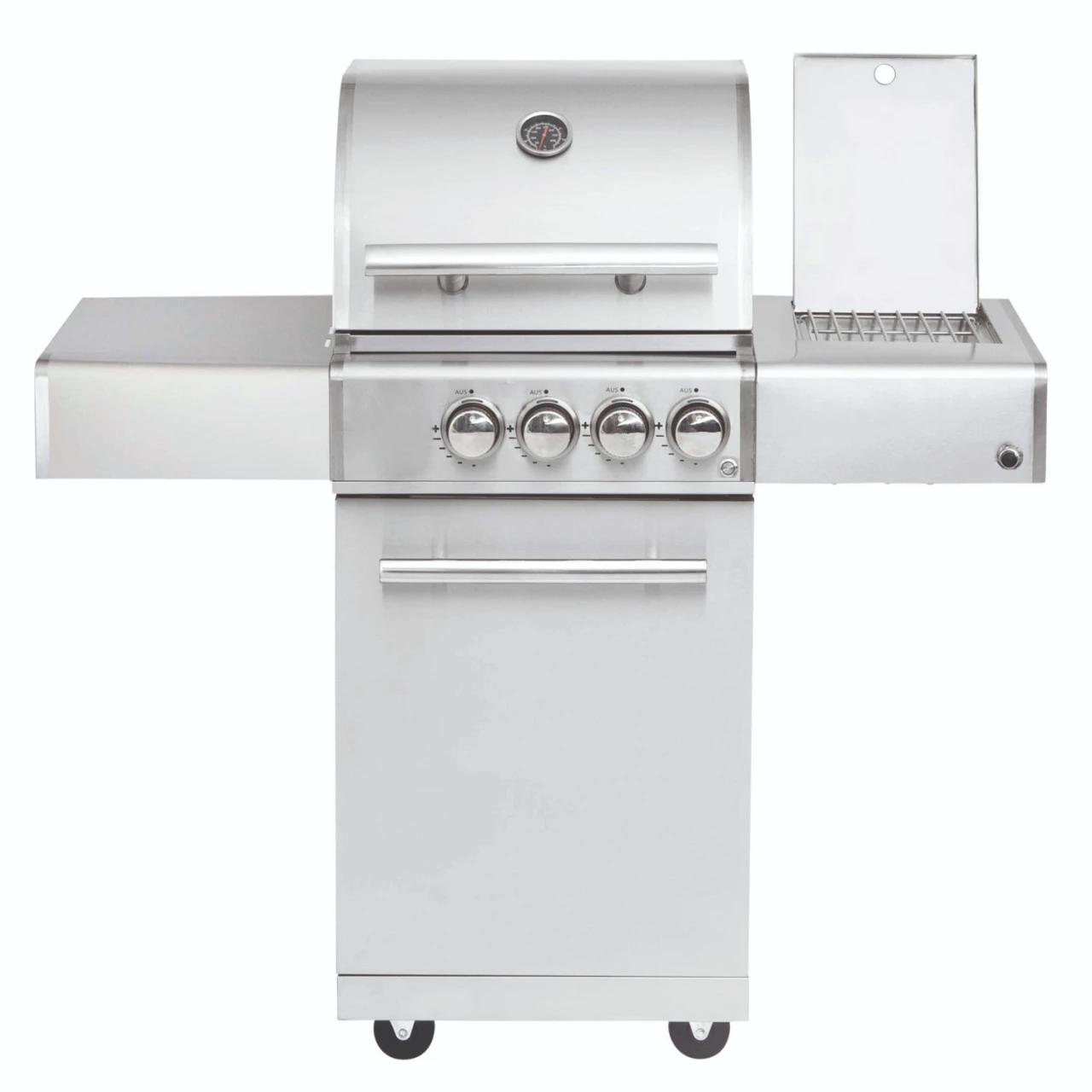 CHEF S Paket B - Basis Silber, 2 Brenner, Backburner, Seitenkocher, Cover, BBQ Paket