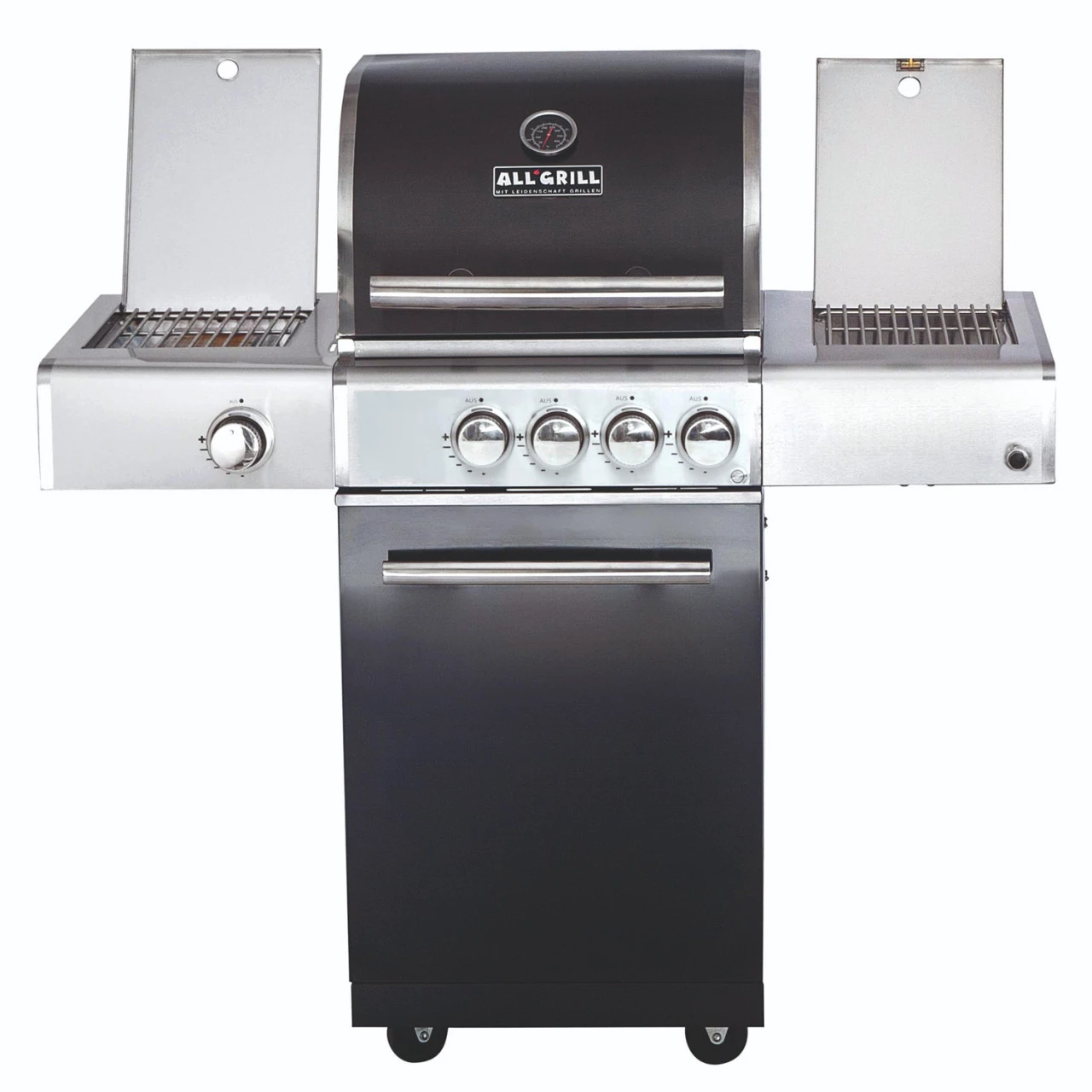 CHEF S Paket C - Basis Black, 2 Brenner, Backburner, Seitenkocher, Steakzone, BBQ Paket