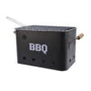 Mini Box Grill - Kohlegrill - Höhe 21cm - Inkl. Grillrost - Holztragegriffe - Metall - Schwarz