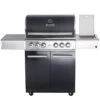 CHEF L Paket B - Basis Black, 4 Brenner, Backburner, Seitenkocher, Seitenablage Links, BBQ-Paket