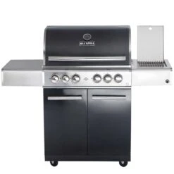CHEF L Paket B - Basis Black, 4 Brenner, Backburner, Seitenkocher, Seitenablage Links, BBQ-Paket