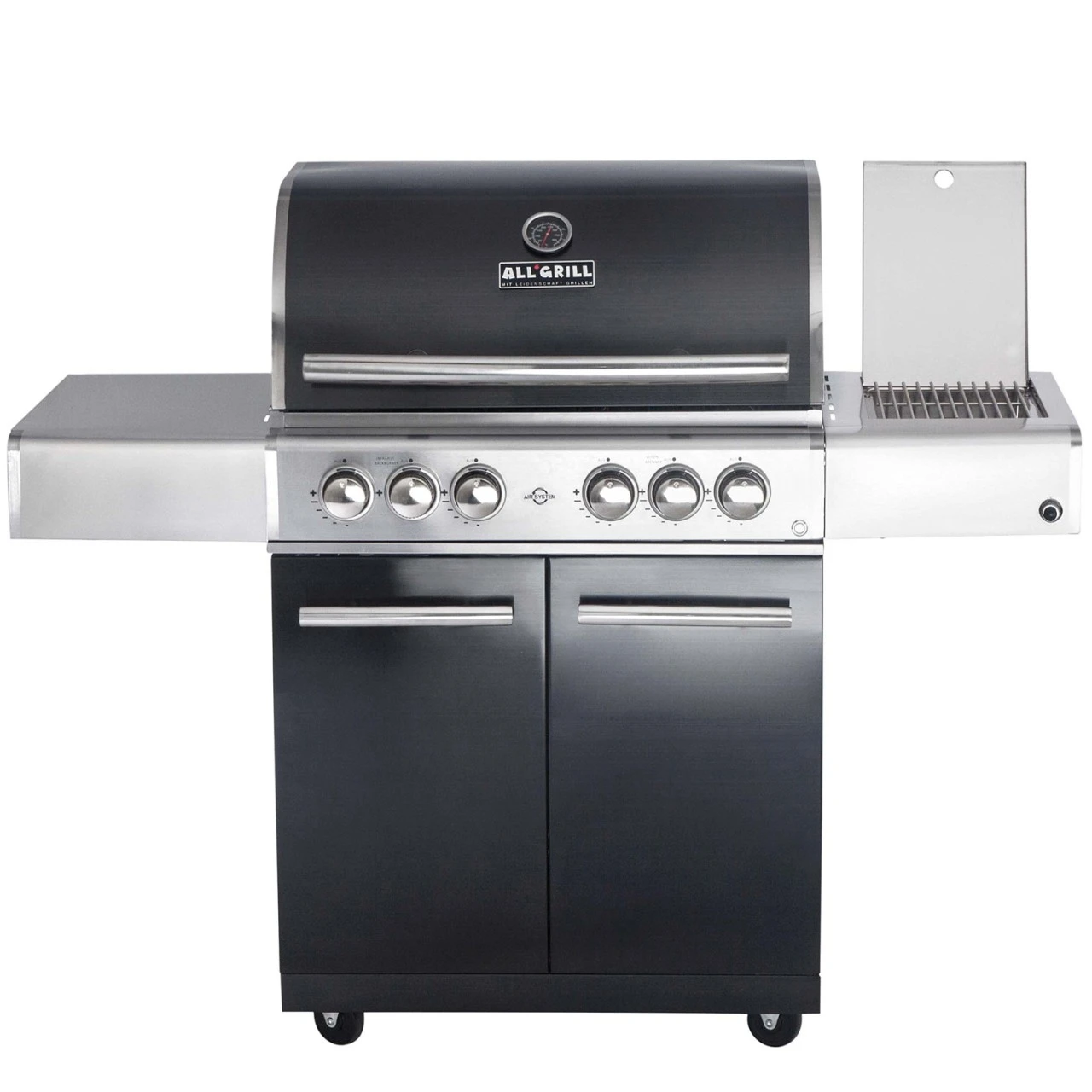 CHEF L Paket A - Basis Black, 24 Brenner, Backburner, Seitenkocher, Seitenablage Links, BBQ-Paket