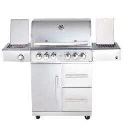 CHEF L Paket D - Basis Silber, 4 Brenner, Backburner, Seitenkocher, Steakzone, Cover, BBQ Paket
