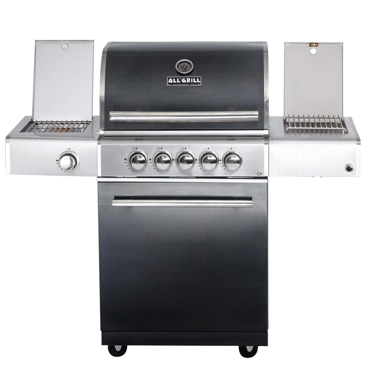 CHEF M Paket G - Basis Black, 3 Brenner, Backburner, Seitenkocher, Steakzone, Grillplatte, AIR SYSYT