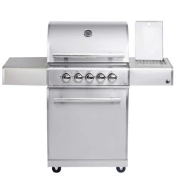 CHEF M Paket B - Basis Silber, 3 Brenner, Backburner, Seitenkocher, Seitenablage Links, BBQ-Paket