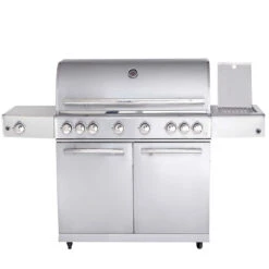 CHEF XL Paket A - Basis Silber, 6 Brenner, Backburner, Seitenkocher, Seitenablage Links, BBQ-Paket