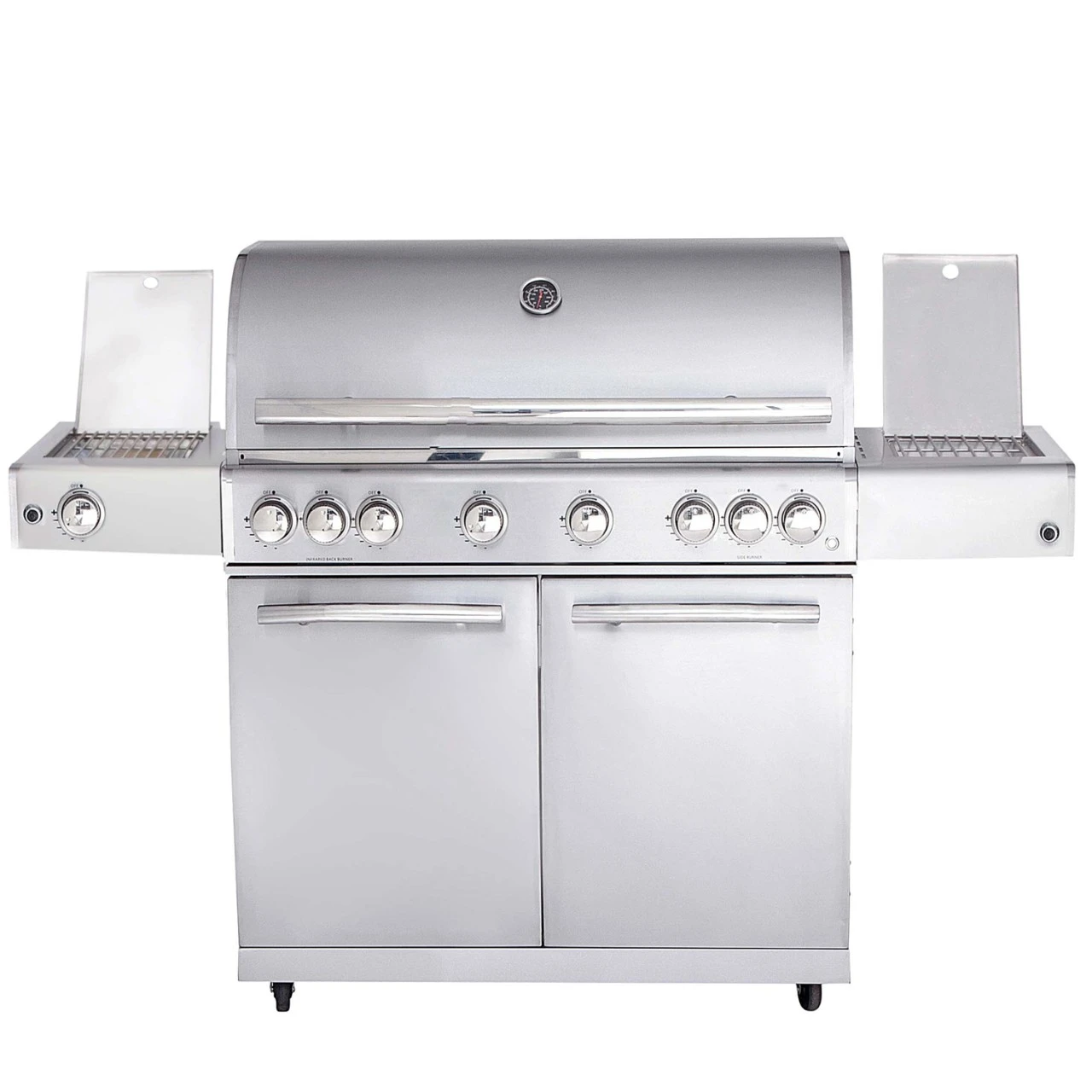 CHEF XL Paket H- Basis Silber, 6 Brenner, Backburner, Seitenkocher, Steakzone, Grillplatte, AIR SYSY