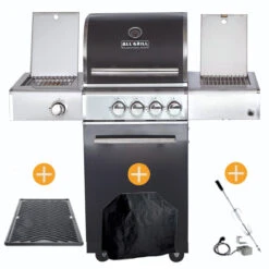 CHEF Paket S3 Backburner Seitenkocher Steakzone AIR System GRATIS: Cover, Grillplatte, Spieß