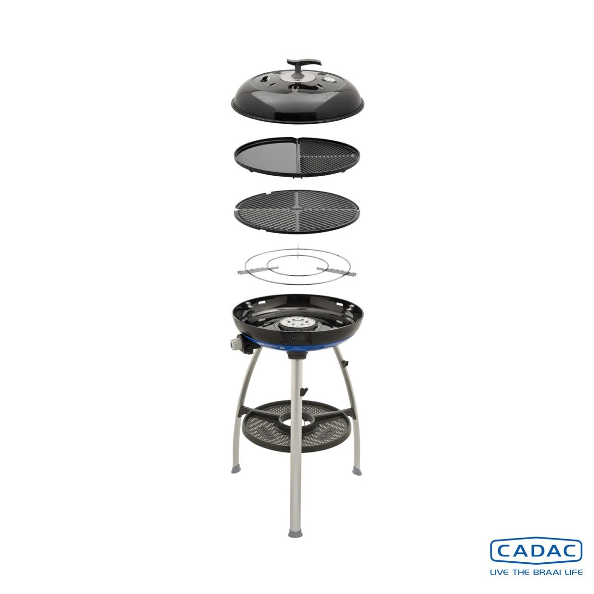 CADAC Carri Chef 50 GRILL2BRAAI - 30mbar - Mobiler Gasgrill - Grillrost/Grillplatte/Plancha - Deckel – Bild 3
