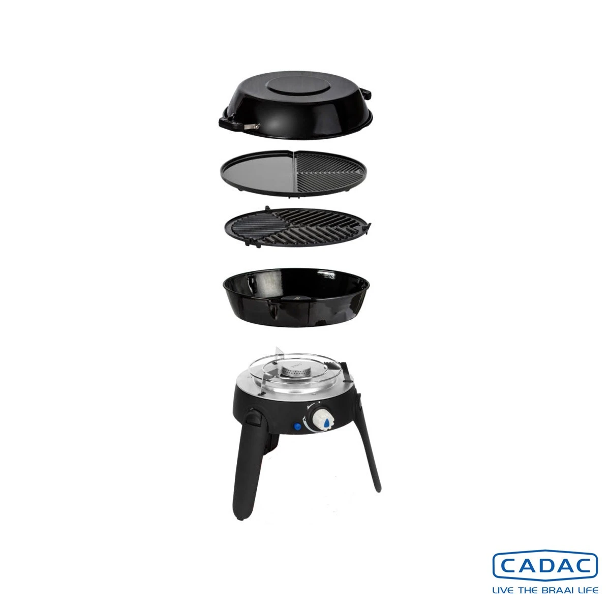 CADAC SAFARI CHEF 30 BBQ2BRAAI Plus- 50mBar - (Topfständer, Grillrost, Grillplatte, Pfanne/Deckel) – Bild 3