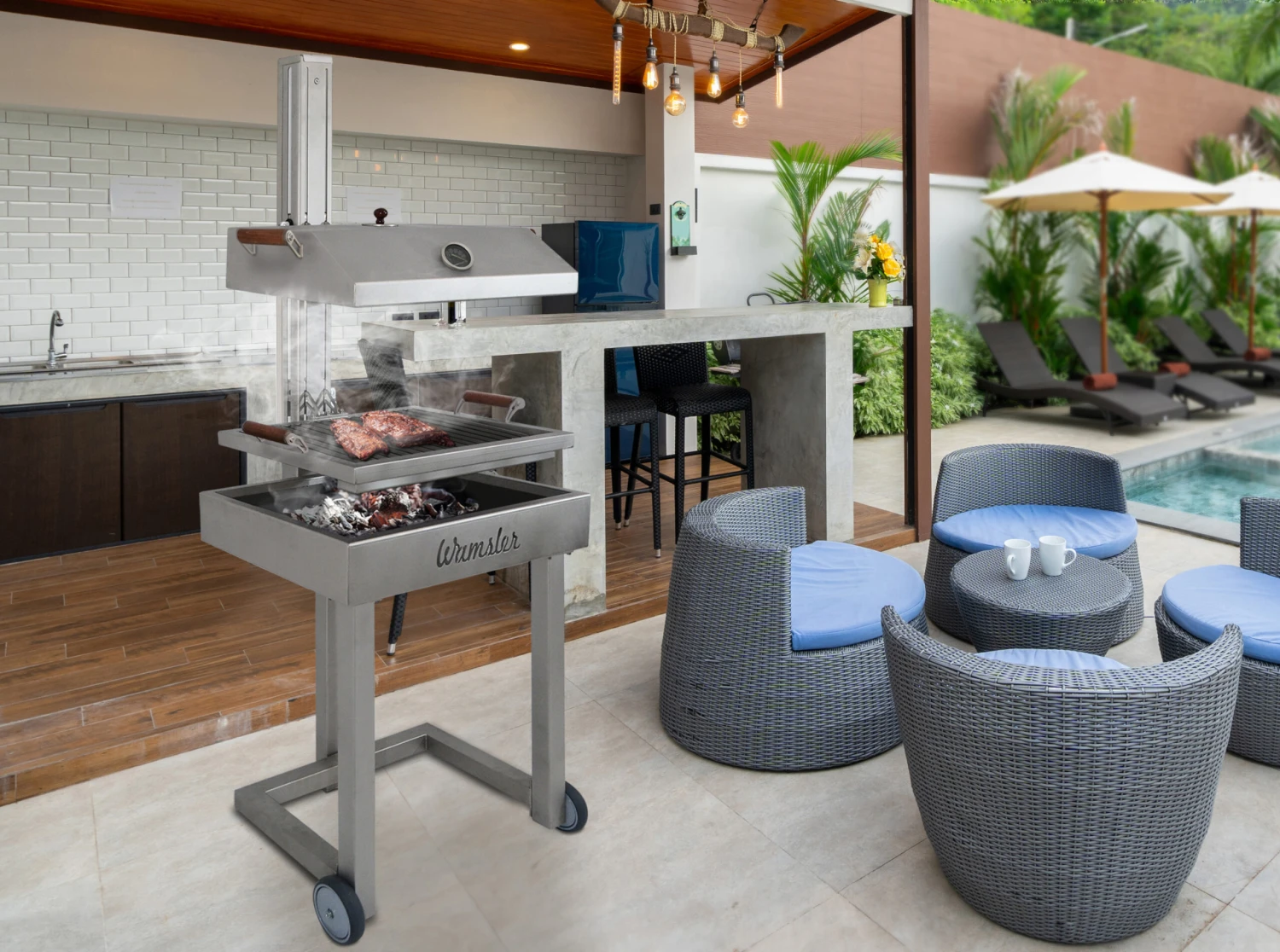 Edelstahlgrill Wamsler LIFTER DELUXE Mit Grillhaube – Bild 5