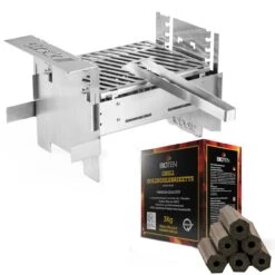 Stack /// Grill - Steckbarer Kompaktgrill Aus Edelstahl - Mobilgrill Inkl. 3kg Grillbriketts